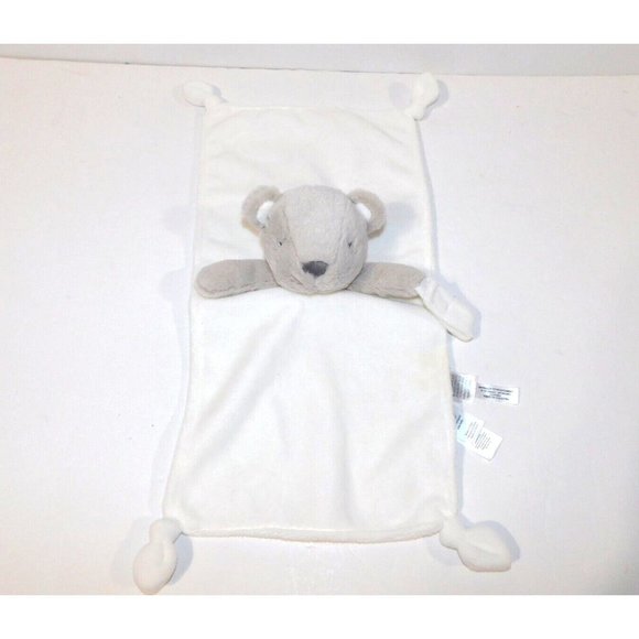 Carter's Gray Rattle Bear White Security  Blanket Pacifier Holder Plush Lovey - Picture 2 of 6